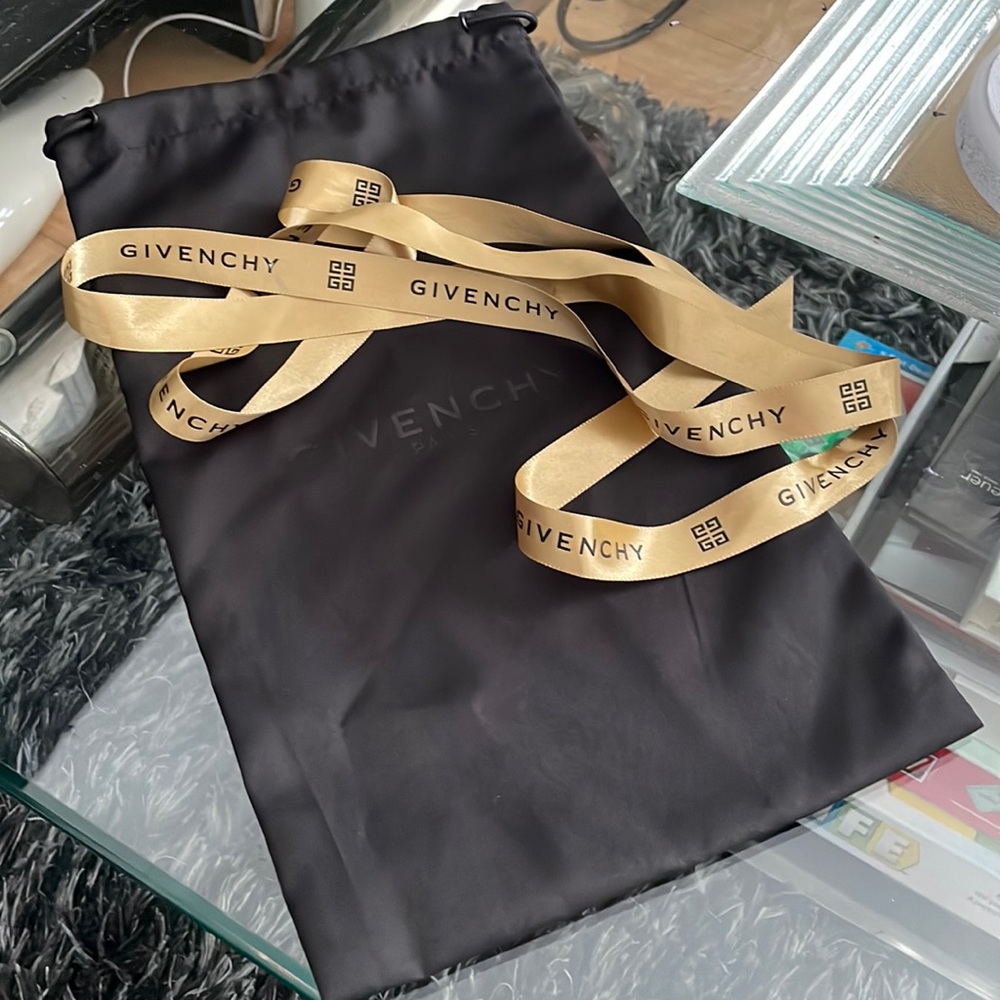 Black Satin Givenchy Dustbag with Gold Ribbon